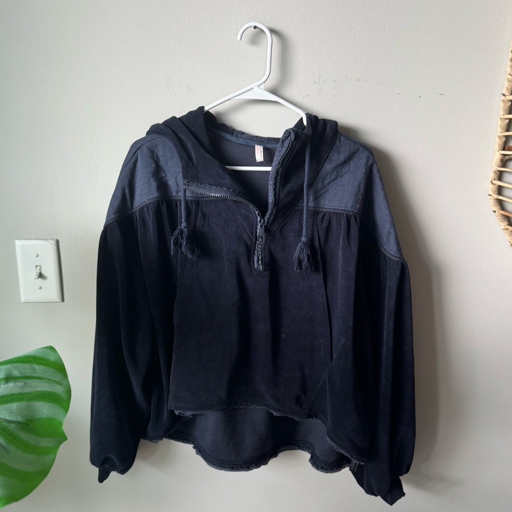 Free People FP Movement Let It Go Quarter Zip Sweatshirt in Navy Velour